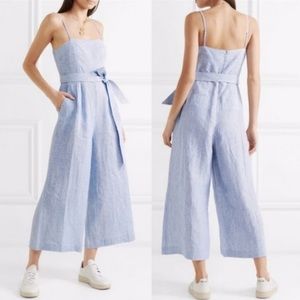 J.Crew Striped Linen Jumpsuit with Tie
